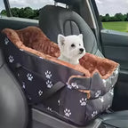 Portable Paw Print Small Dog Cat Car Booster Seat Carrier