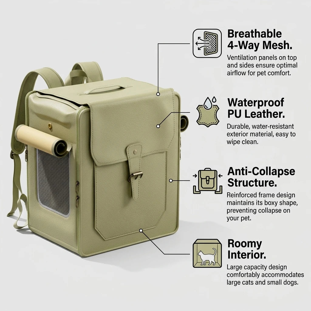 Large Capacity Pet Backpack Carrier Bag for Cats Dogs