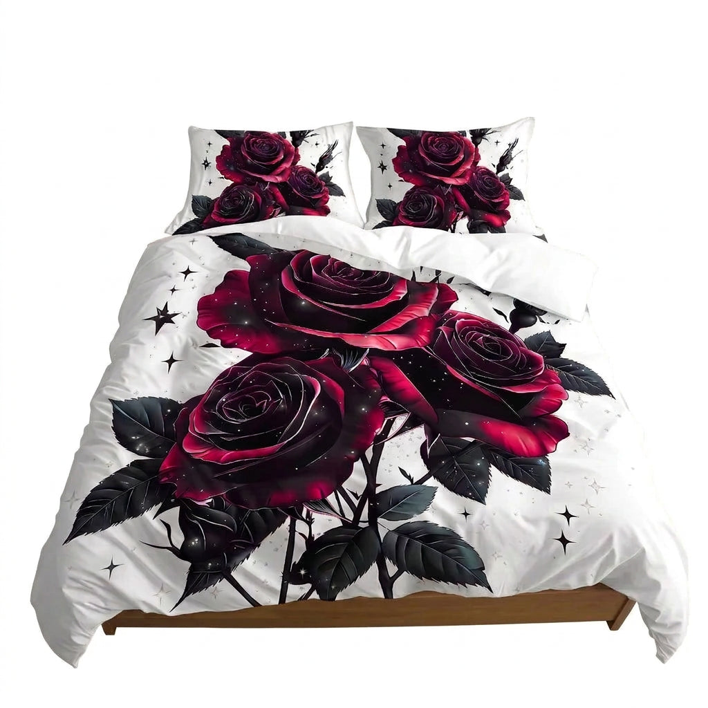 3D Printed Rose Duvet Cover Set Skin-Friendly Polyester