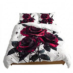 3D Printed Rose Duvet Cover Set Skin-Friendly Polyester