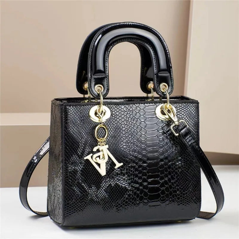Women's Crocodile Pattern Box Shoulder Crossbody Bag