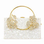 Women's Luxury Acrylic Floral Evening Clutch Bag