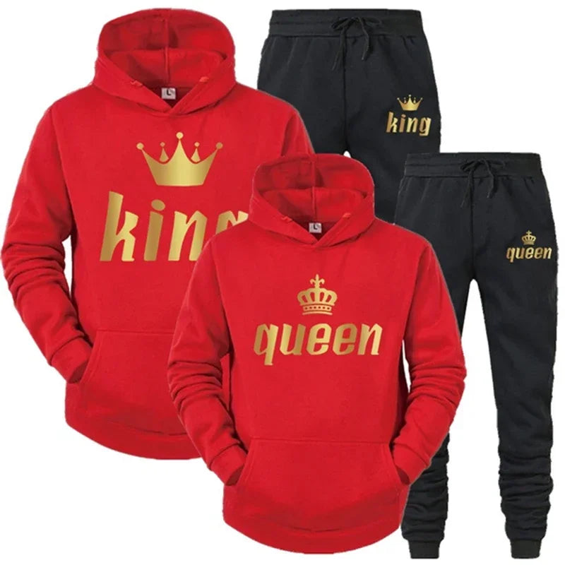 King & Queen Couple Hoodie and Jogger Pants Set