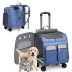 Wheeled Pet Carrier Backpack Stroller for Small Dogs Cats