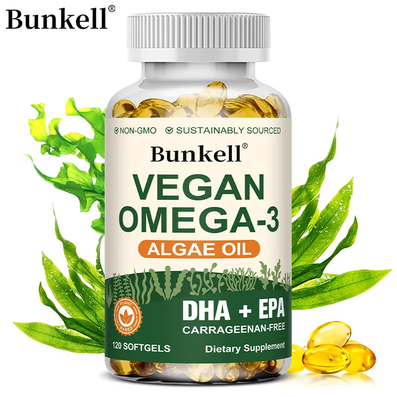 Vegan Omega 3 Algae Oil Brain and Heart Support Capsules