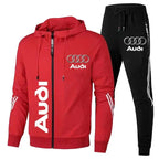 Men's Zip-Up Hooded Sweatshirt and Pants Two Piece Set
