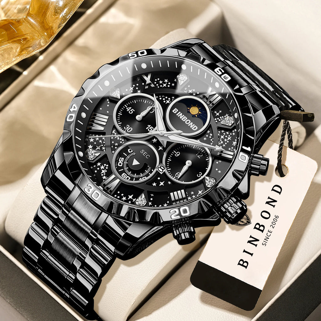 Men's Luminous Chronograph Stainless Steel Quartz Watch