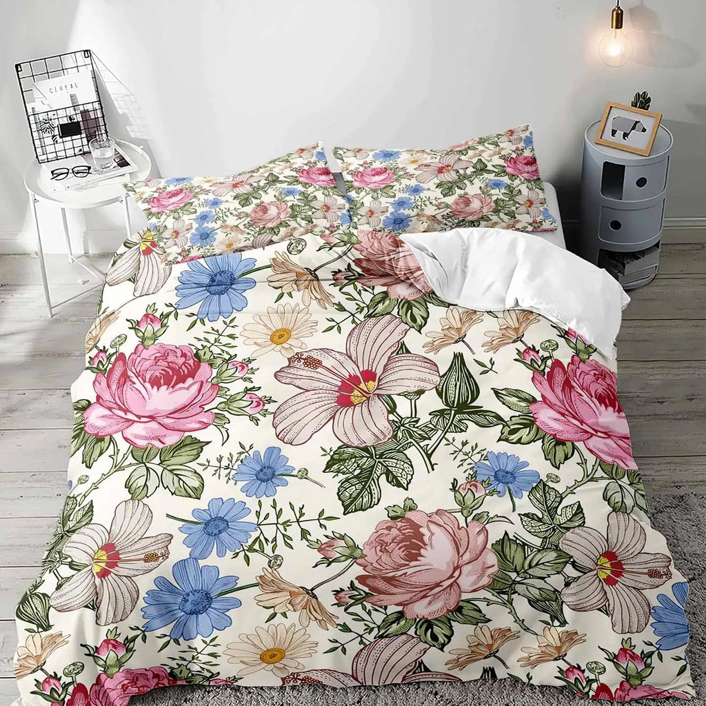 Gothic Floral Duvet Cover Set with Pillowcases