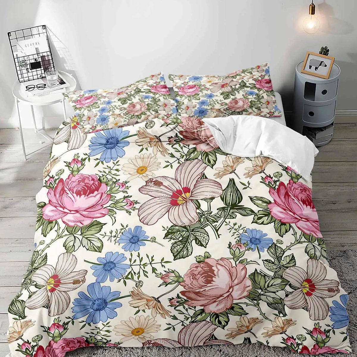 Gothic Floral Duvet Cover Set with Pillowcases