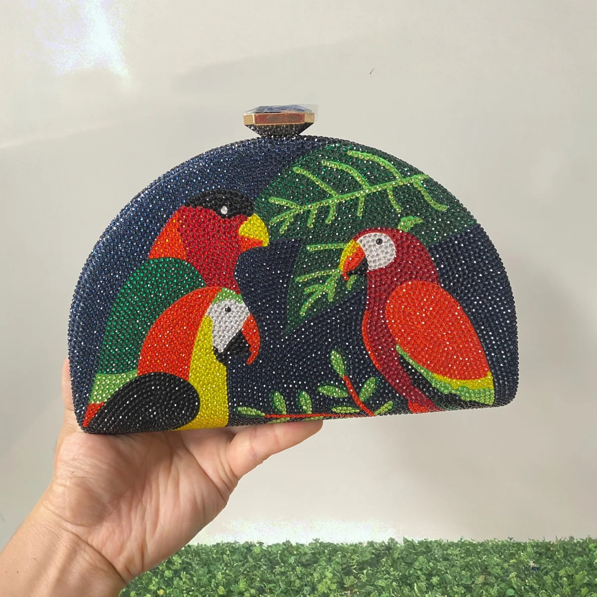 Women's Luxury Crystal Parrot Evening Clutch Bag