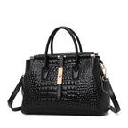 Women's Crocodile Pattern Cowhide Leather Handbag Tote Bag Q1479