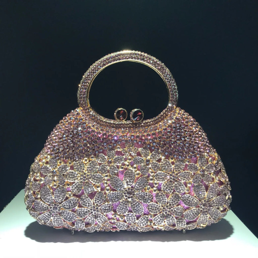 Women's Luxury Daisy Flower Rhinestone Evening Clutch Bag