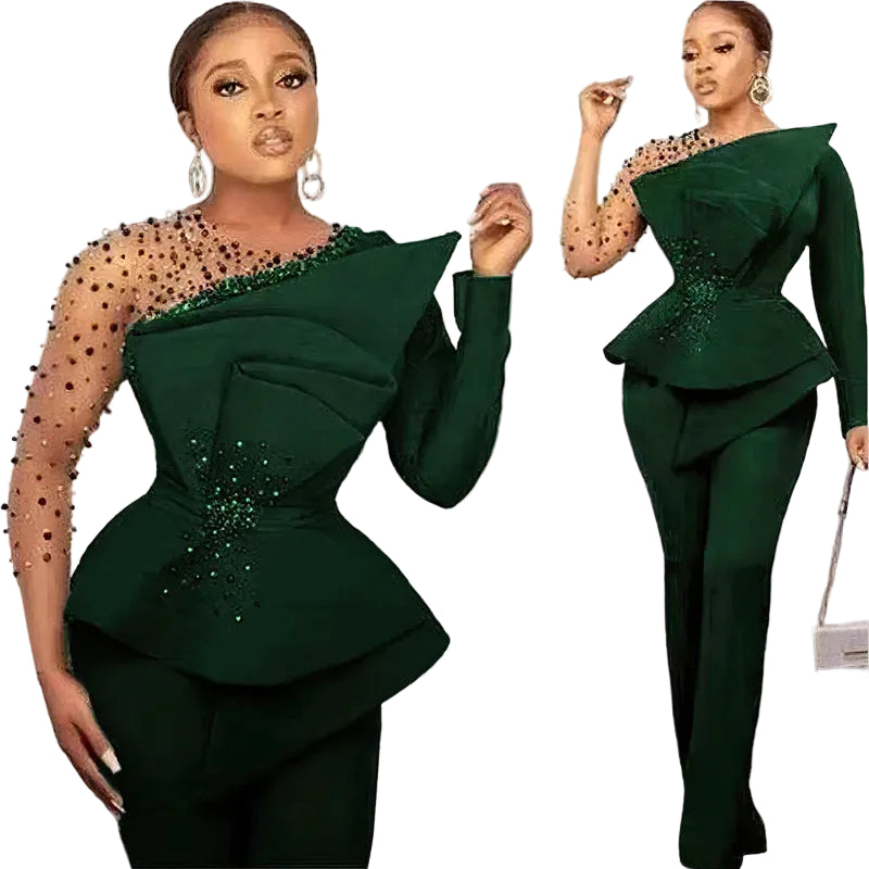 Women's Mesh Shirt and Wide Leg Pants Two-Piece Set yj129