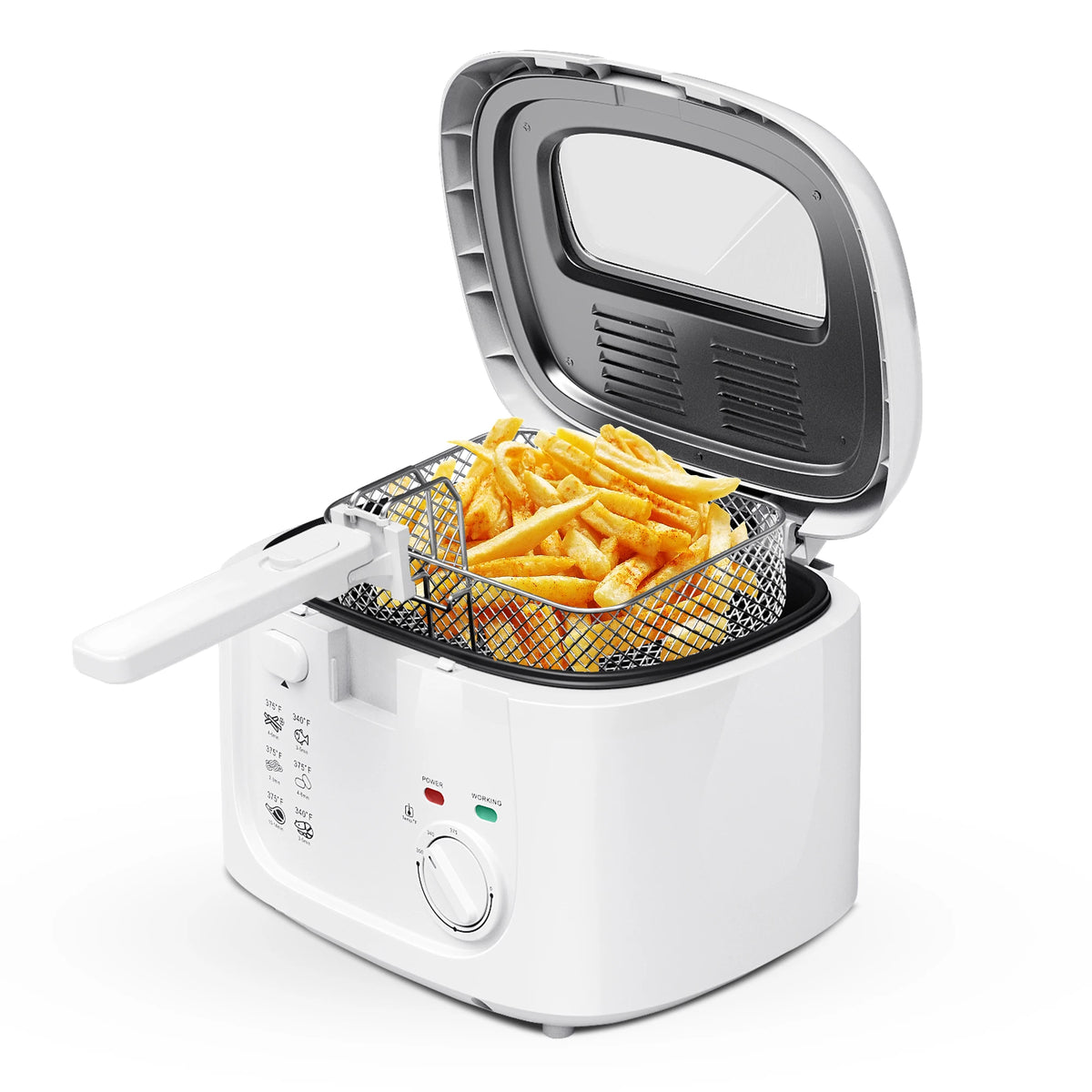 1600W Electric Deep Fryer with 2.6-Quart Non-Stick Basket