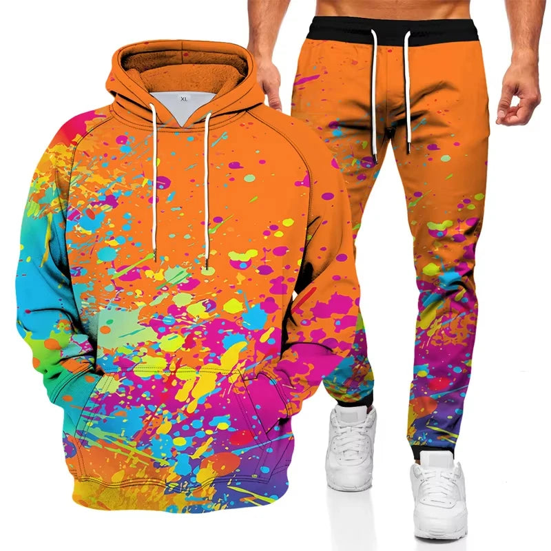 Ink Graffiti 3D Printed Hoodie and Sweatpants Set