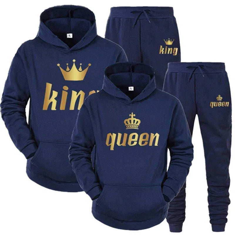 King & Queen Couple Hoodie and Jogger Pants Set