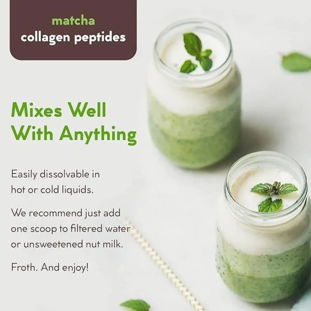 Matcha Collagen Powder Marine Collagen Organic Green Tea Drink Mix Gluten Free 30 Servings