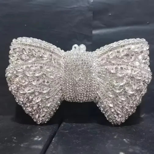 Women's Luxury Rhinestone Bow Wedding Evening Clutch Bag