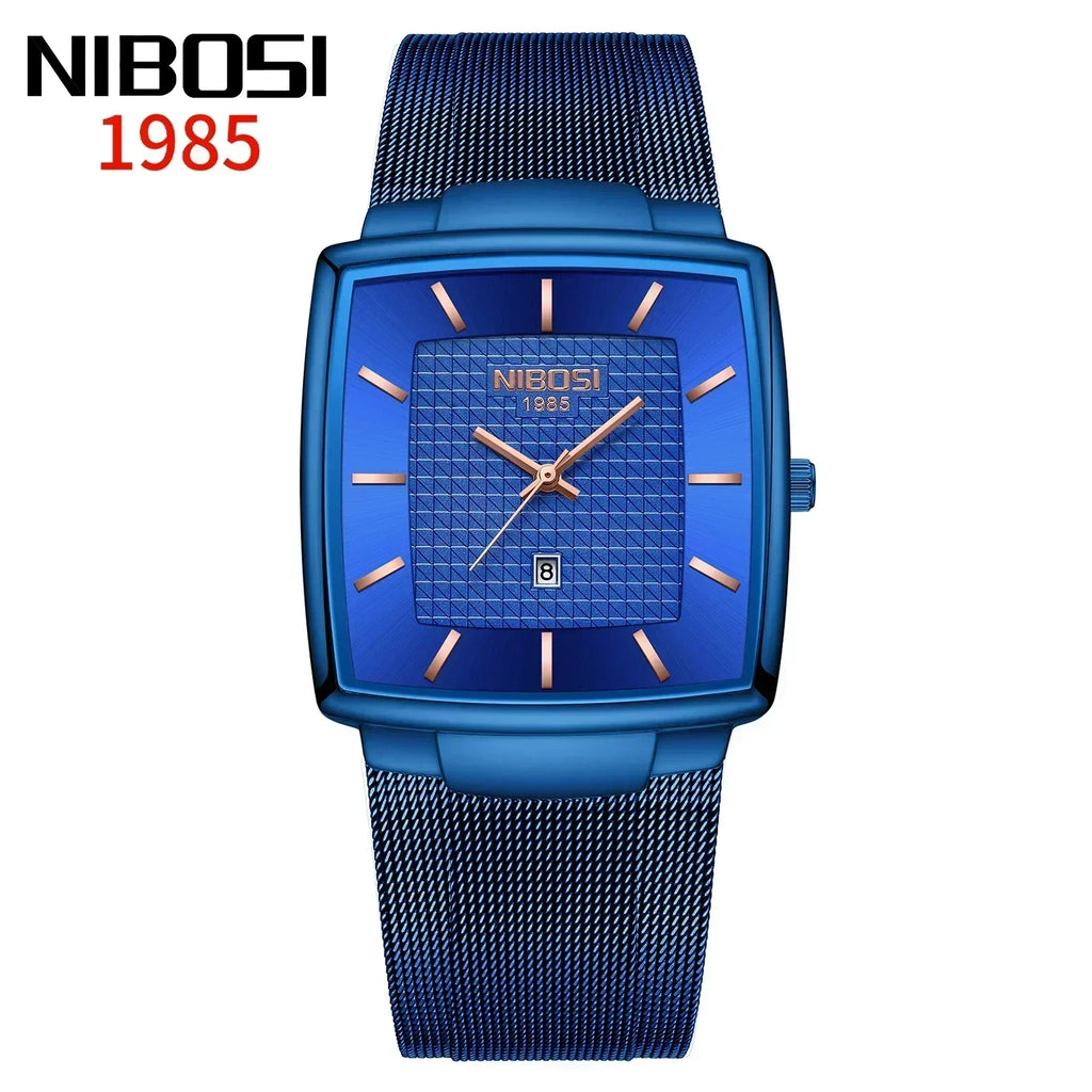 Men's Fashion Square Stainless Steel Quartz Wristwatch
