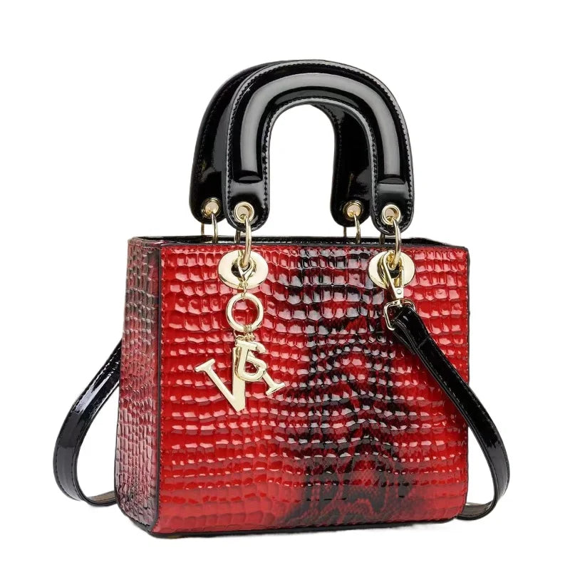 Women's Crocodile Pattern Box Shoulder Crossbody Bag
