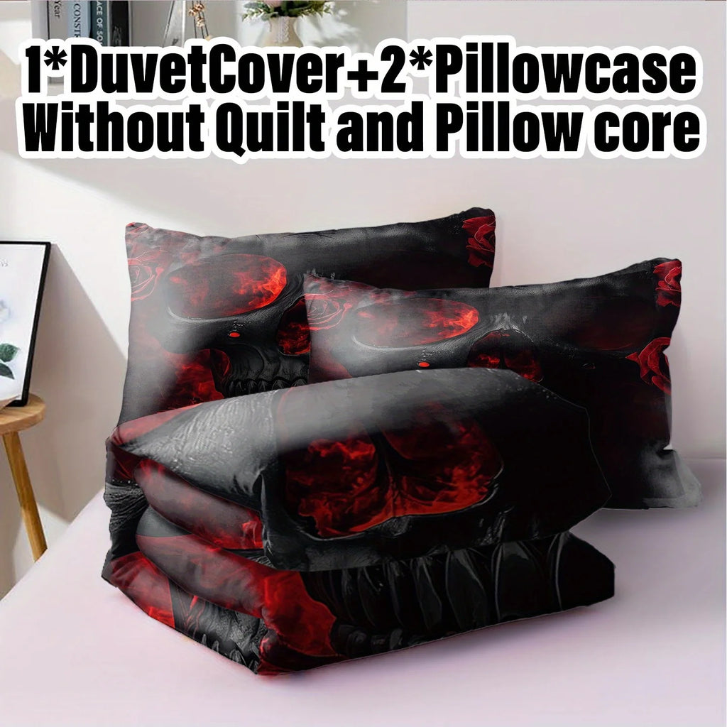 Skull Print Duvet Cover Set with Pillowcases