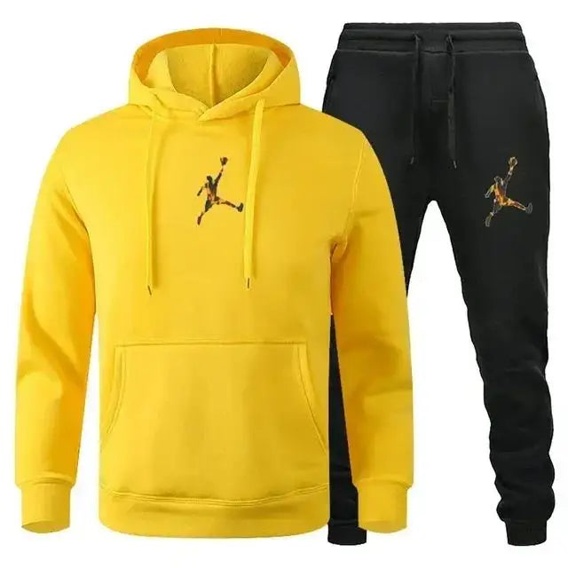 Men's Hooded Pullover and Jogger Pants Two-Piece Set