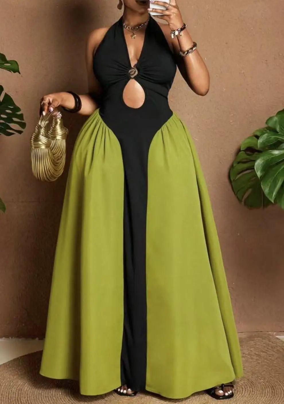 Women's Elegant Sleeveless Dashiki Maxi Dress