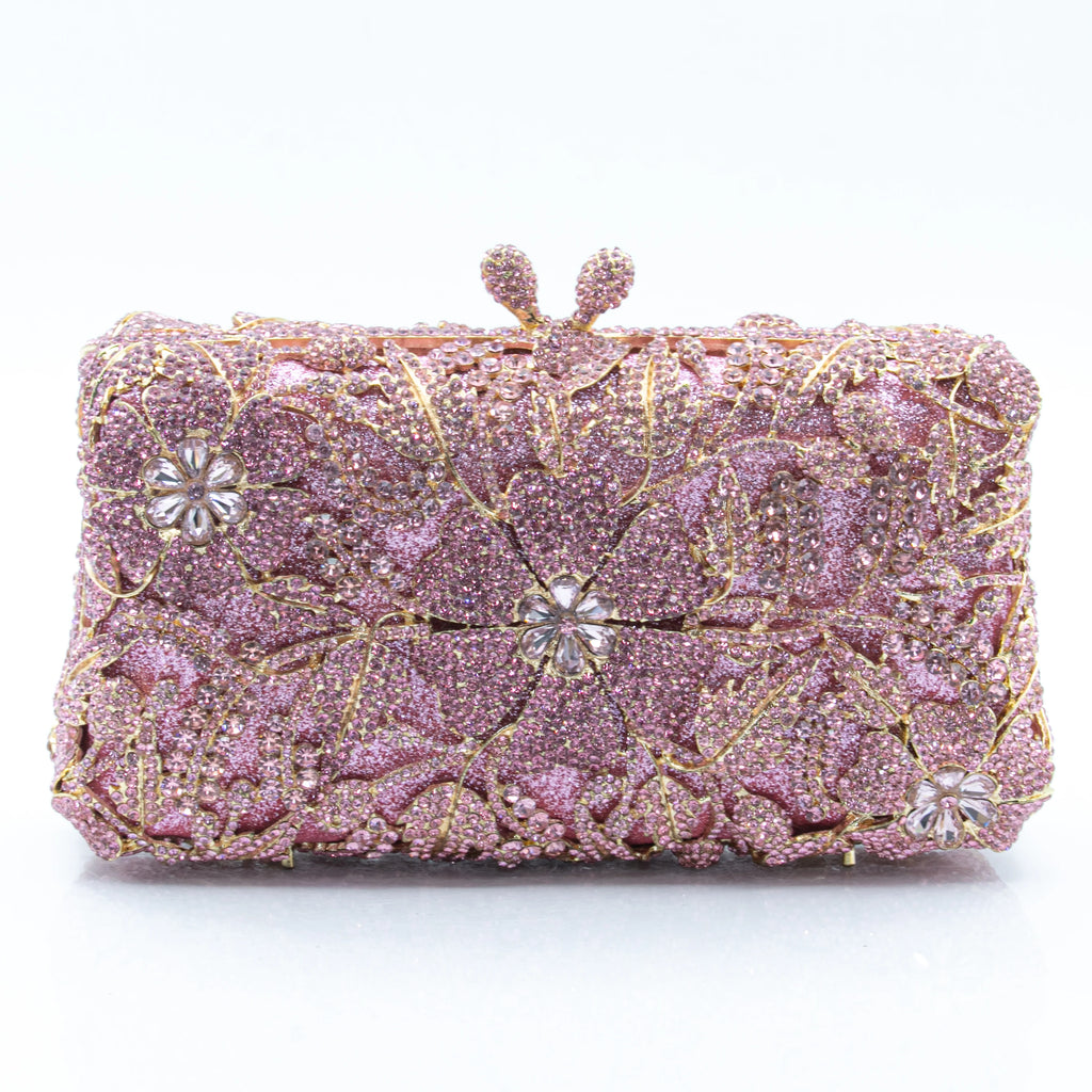 Women's Luxury Floral Rhinestone Evening Clutch Bag