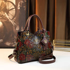 Women's Vintage Floral PU Leather Tote Crossbody Bag
