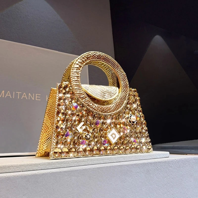 Women's Fashion Rhinestone Minaudiere Crossbody Handbag