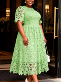 Women's Elegant Hollow Out Lace A-Line Maxi Dress