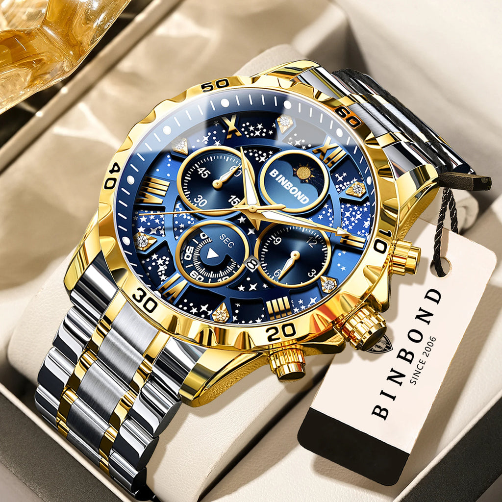 Men's Luminous Chronograph Stainless Steel Quartz Watch