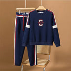 Women's Plush Thickened Round Neck Casual Sports Two-Piece Set