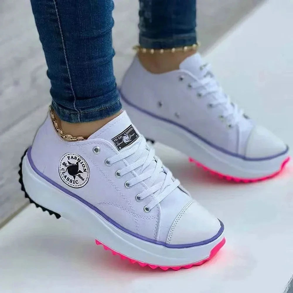 Women's Classic Canvas Platform Lace-Up Sneakers
