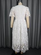 Women's Elegant Hollow Out Lace A-Line Maxi Dress