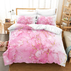 Marble Print Duvet Cover Set Soft Polyester Bedding