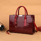 Women's Solid Color PU Leather Shoulder Tote Bag