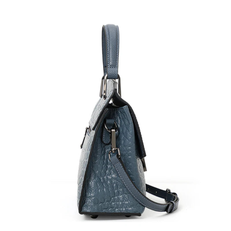 Women's Crocodile Pattern Genuine Leather Handbag Shoulder Tote Bag