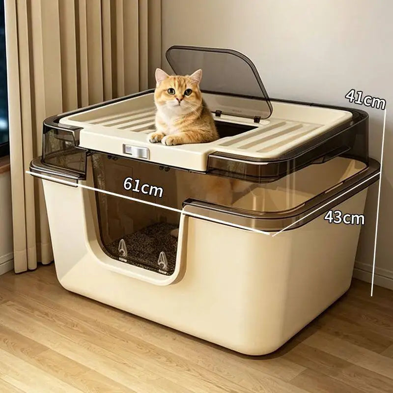 Double Layer Enclosed Cat Litter Box for Cats