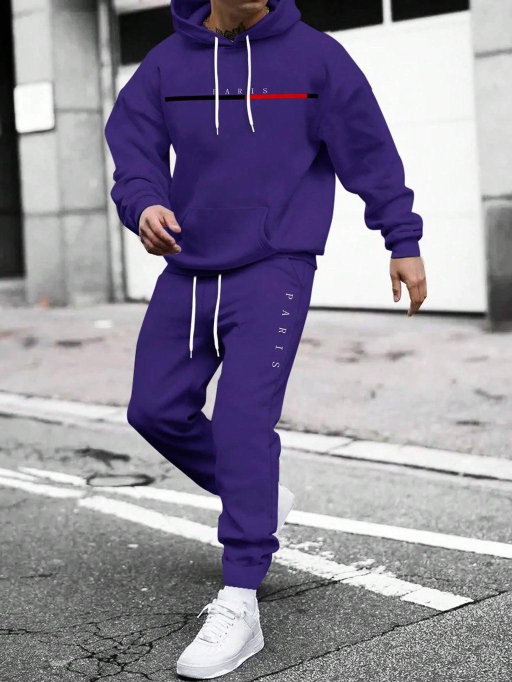 Men's Hooded Pullover and Sweatpants Two-Piece Set