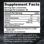 Shilajit Energy and Memory Support Dietary Supplement Gummies