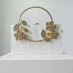 Women's Luxury Acrylic Floral Evening Clutch Bag