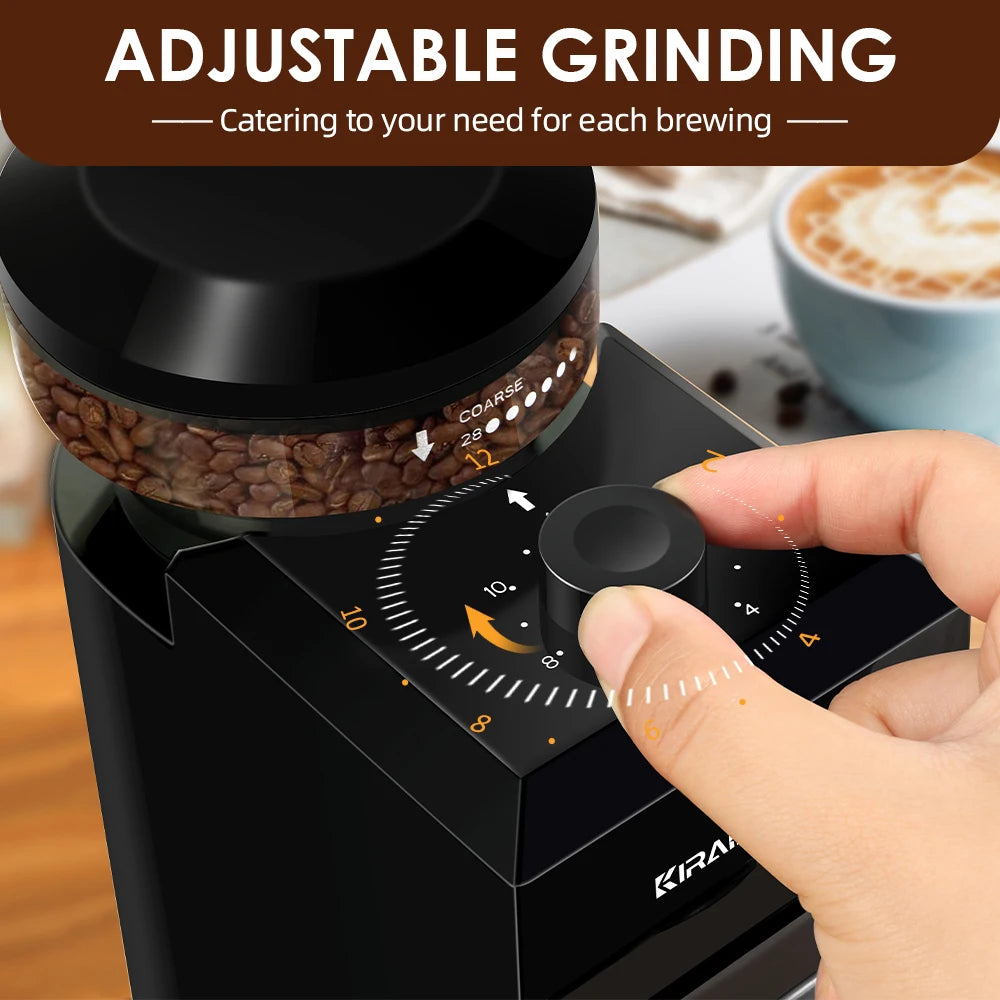 Automatic Electric Burr Coffee Grinder with 28 Adjustable Grind Settings