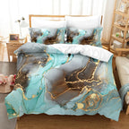 Marble Print Duvet Cover Set Soft Polyester Bedding
