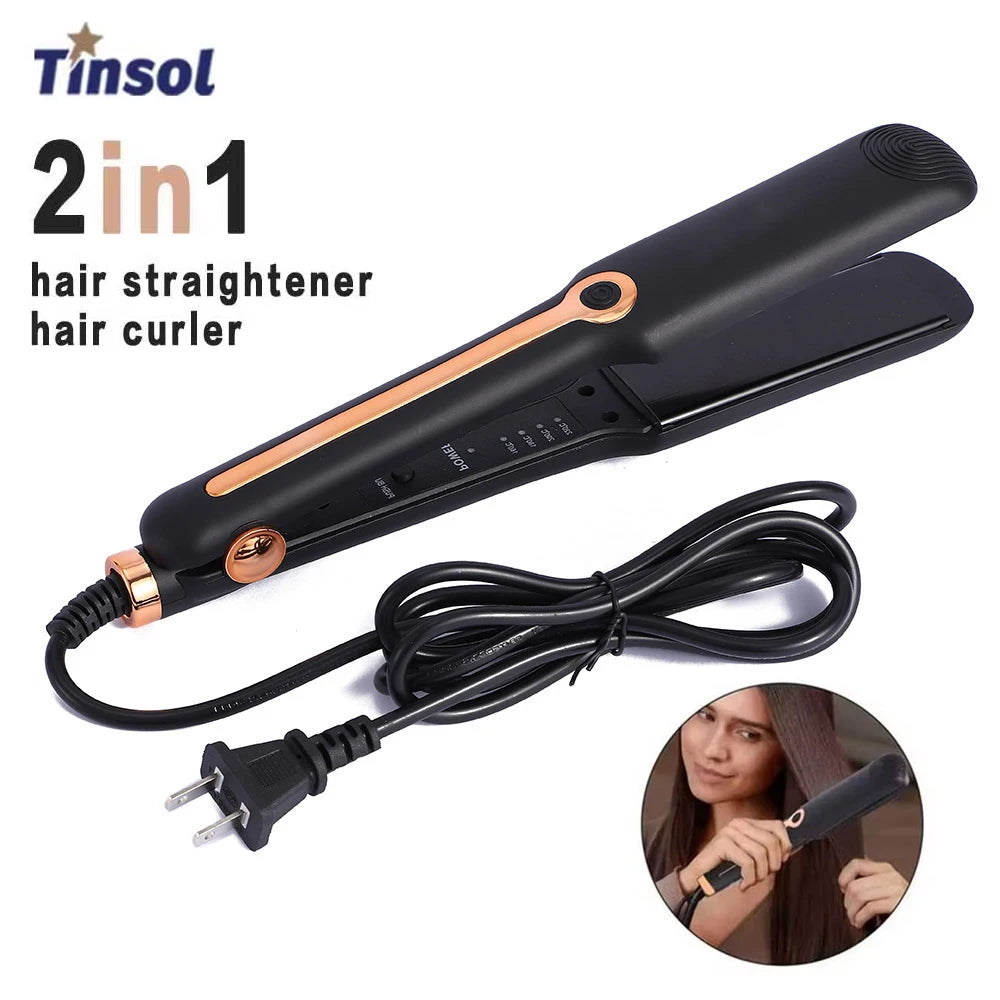Professional 2-in-1 Ceramic Hair Straightener and Curling Iron