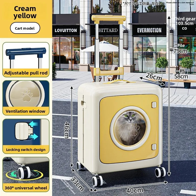 Collapsible Pet Trolley Travel Carrier for Cats Dogs