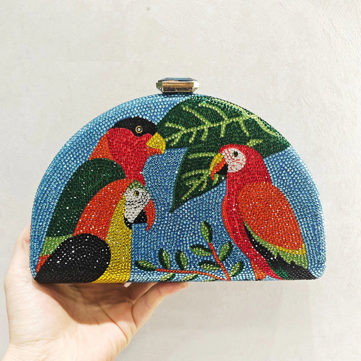 Women's Luxury Crystal Parrot Evening Clutch Bag