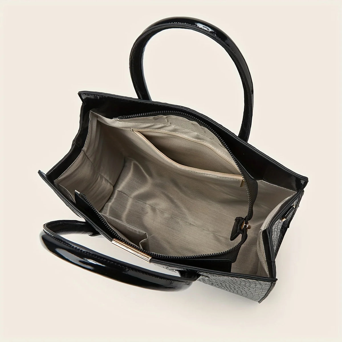 Women's Crocodile Pattern Handbag Shoulder Tote Bag Set