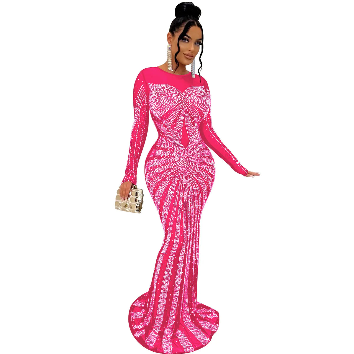 Women's African Fashion Mesh Bodycon Maxi Dress