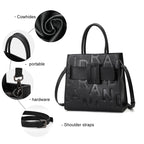 Women's Letter Print Cowhide Leather Large Capacity Handbag